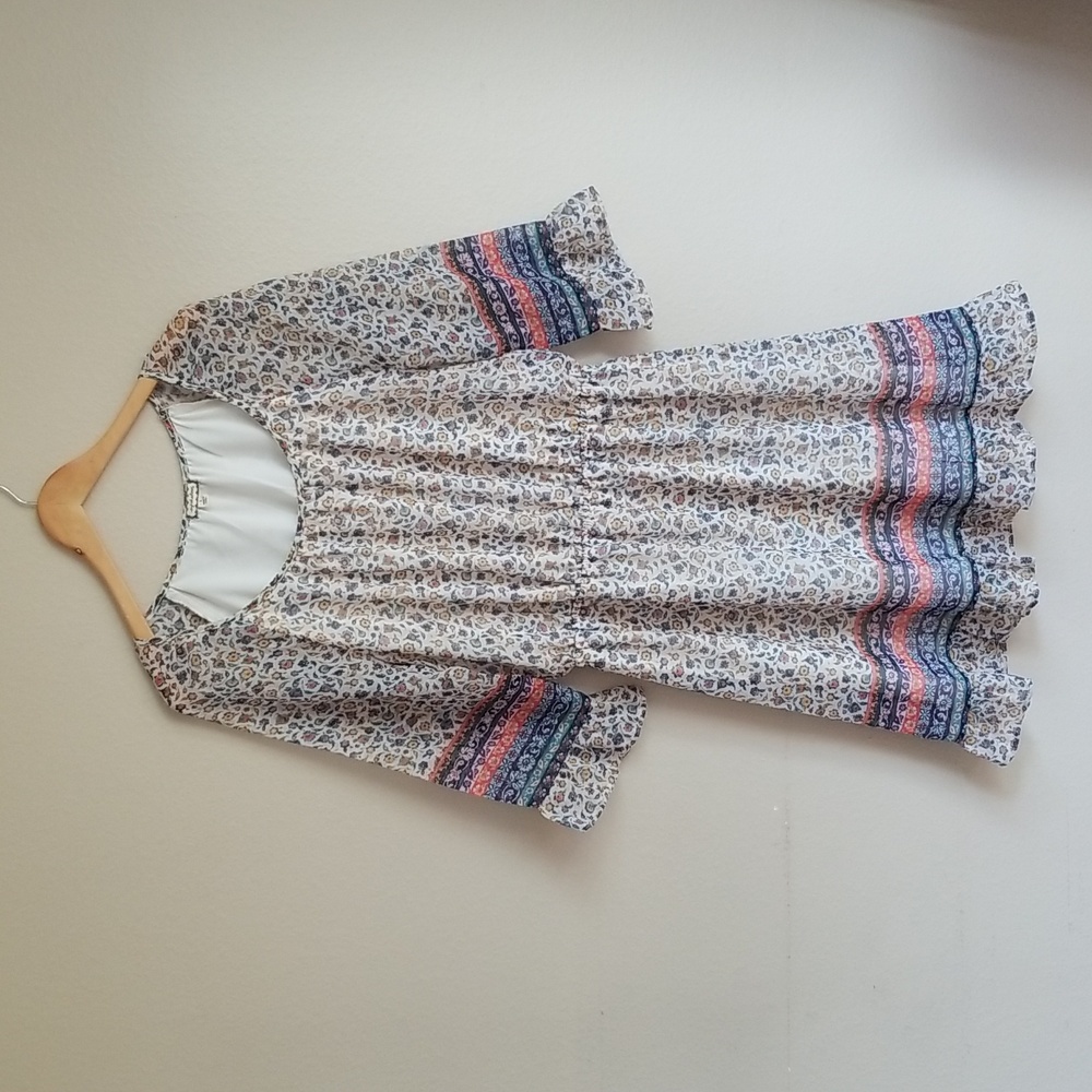 Eyeshadow Boho Sheer Lined Flower Ruffle Dress